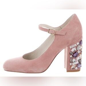 Bettye Muller Pink Suede Jeweled Heels